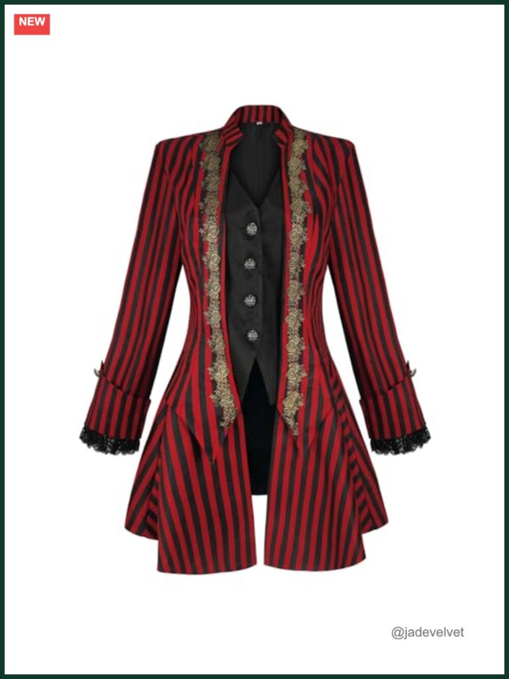 Polyester Steampunk Pirate Jacket Tailcoat Gothic Embroidered Costume